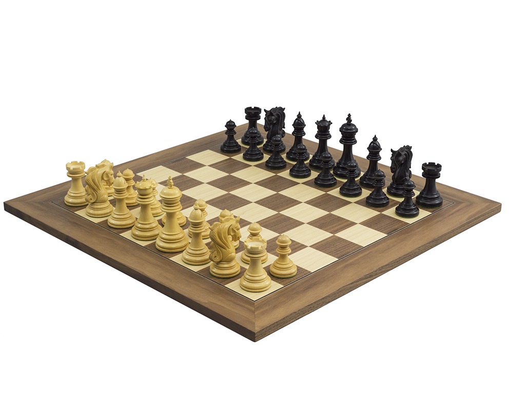 The Old English Elite Staunton Chess Pieces in Ebony 4 Inches